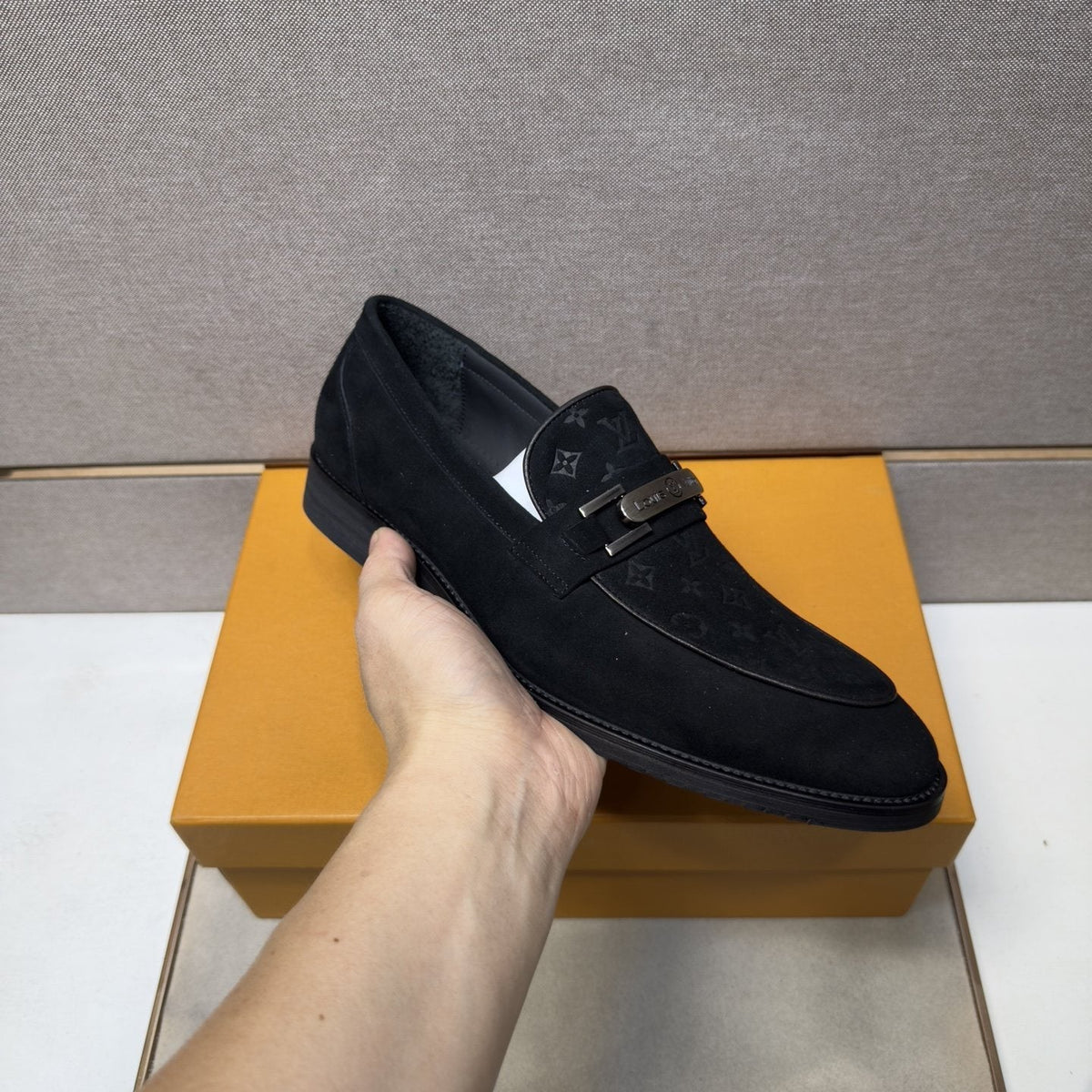 Louis Vuitton Men's Black Monogram Bar Loafers