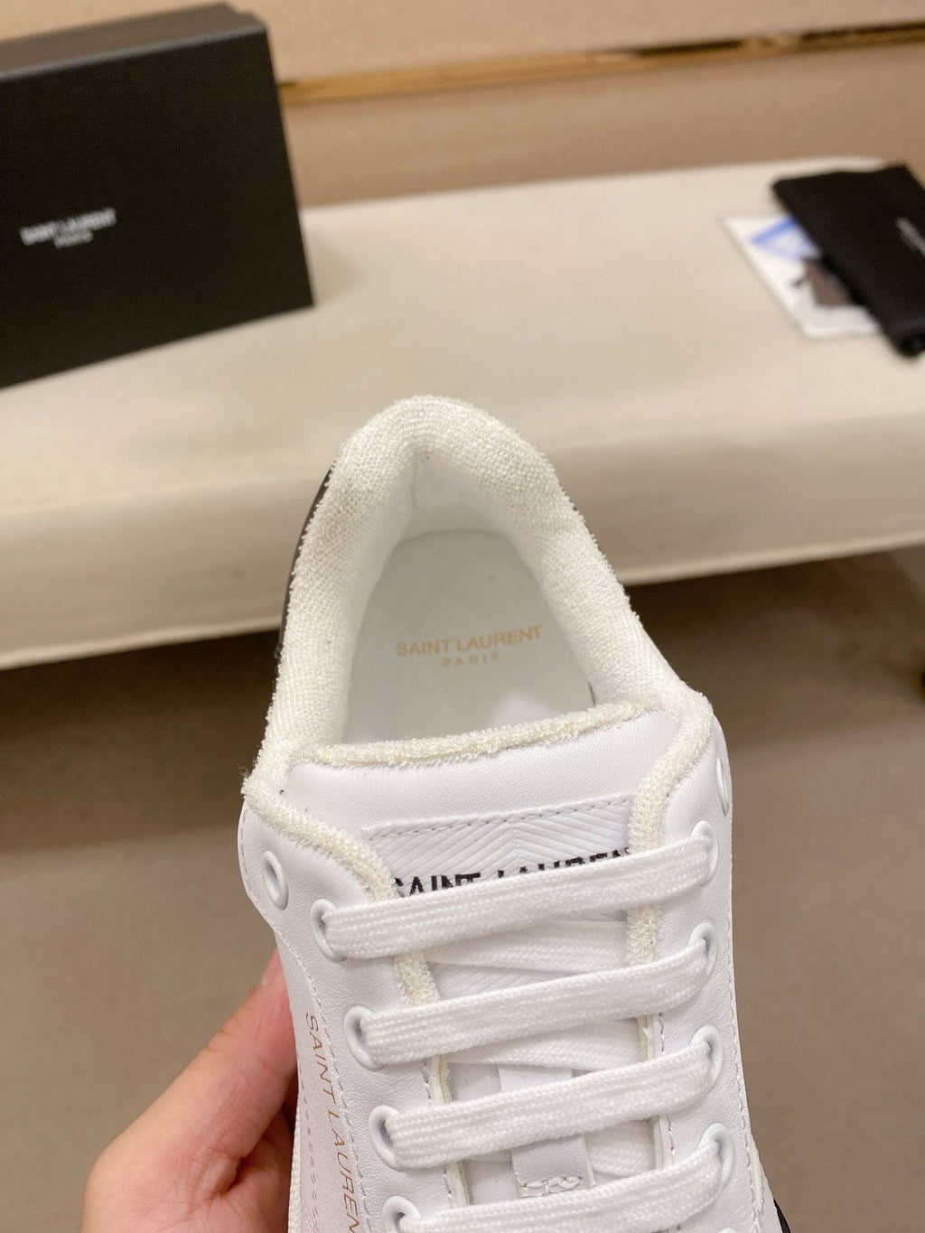 Saint Laurent White & Black Toe-Cap Sneakers