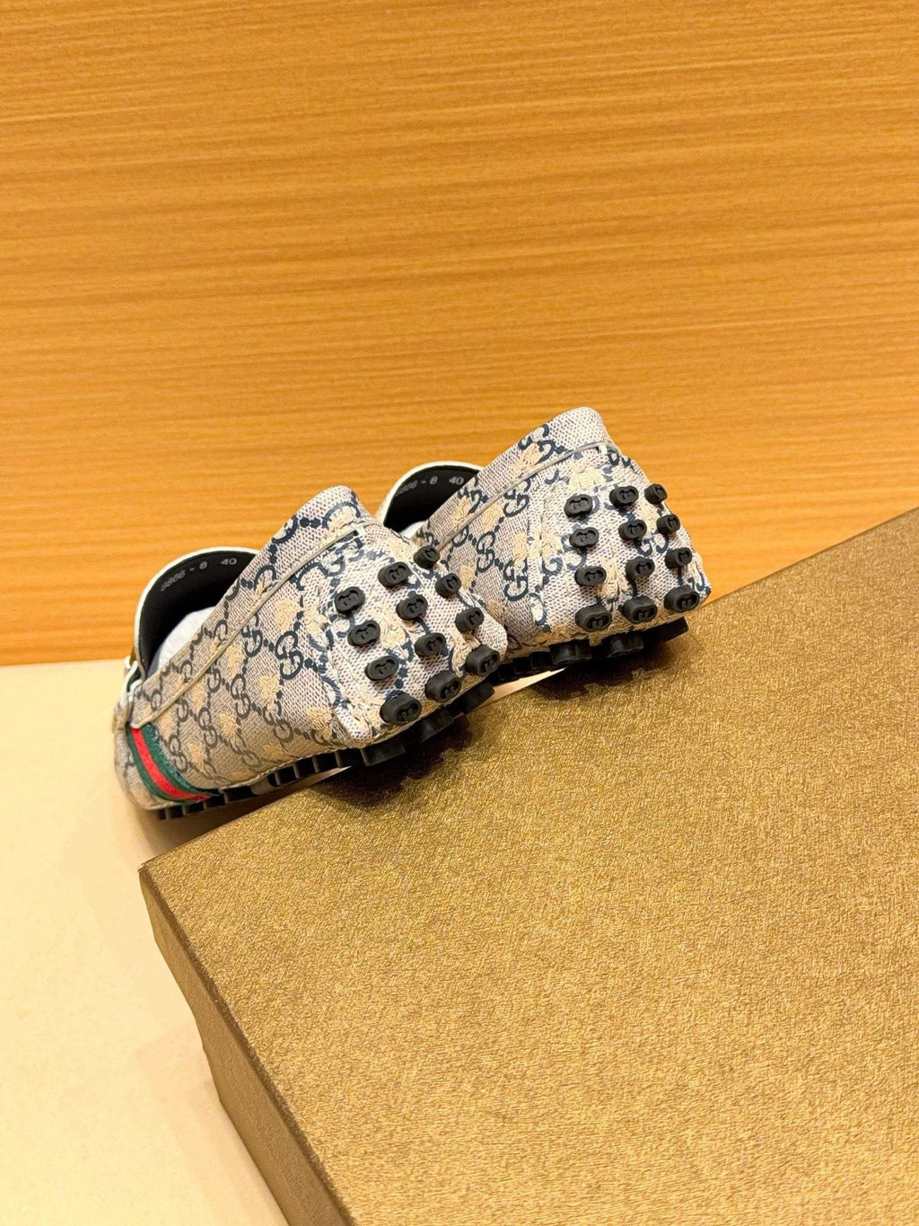 Gucci Patterned Web Driving Loafers