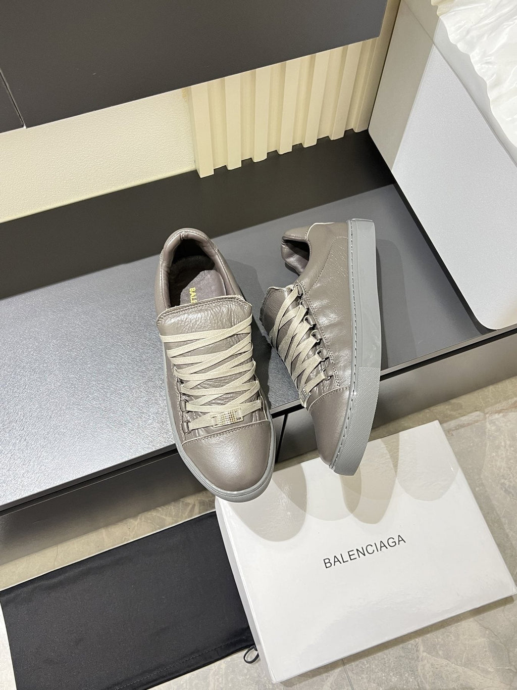 Balenciaga Taupe Gray Low-Top Sneakers