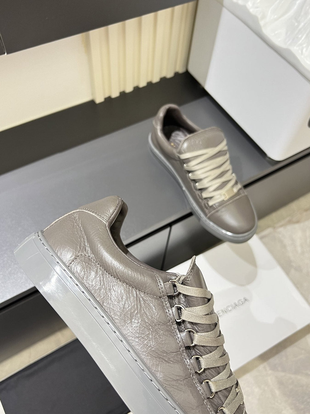 Balenciaga Taupe Gray Low-Top Sneakers