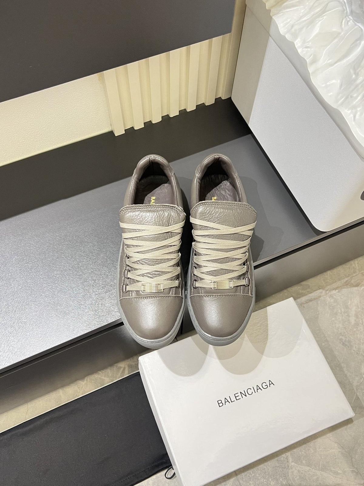 Balenciaga Taupe Gray Low-Top Sneakers