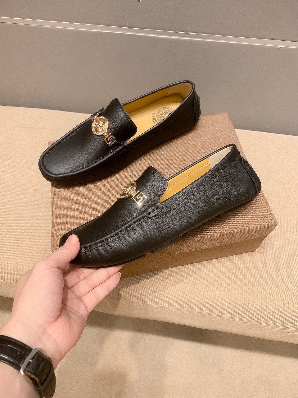 Versace Black Medallion Loafers