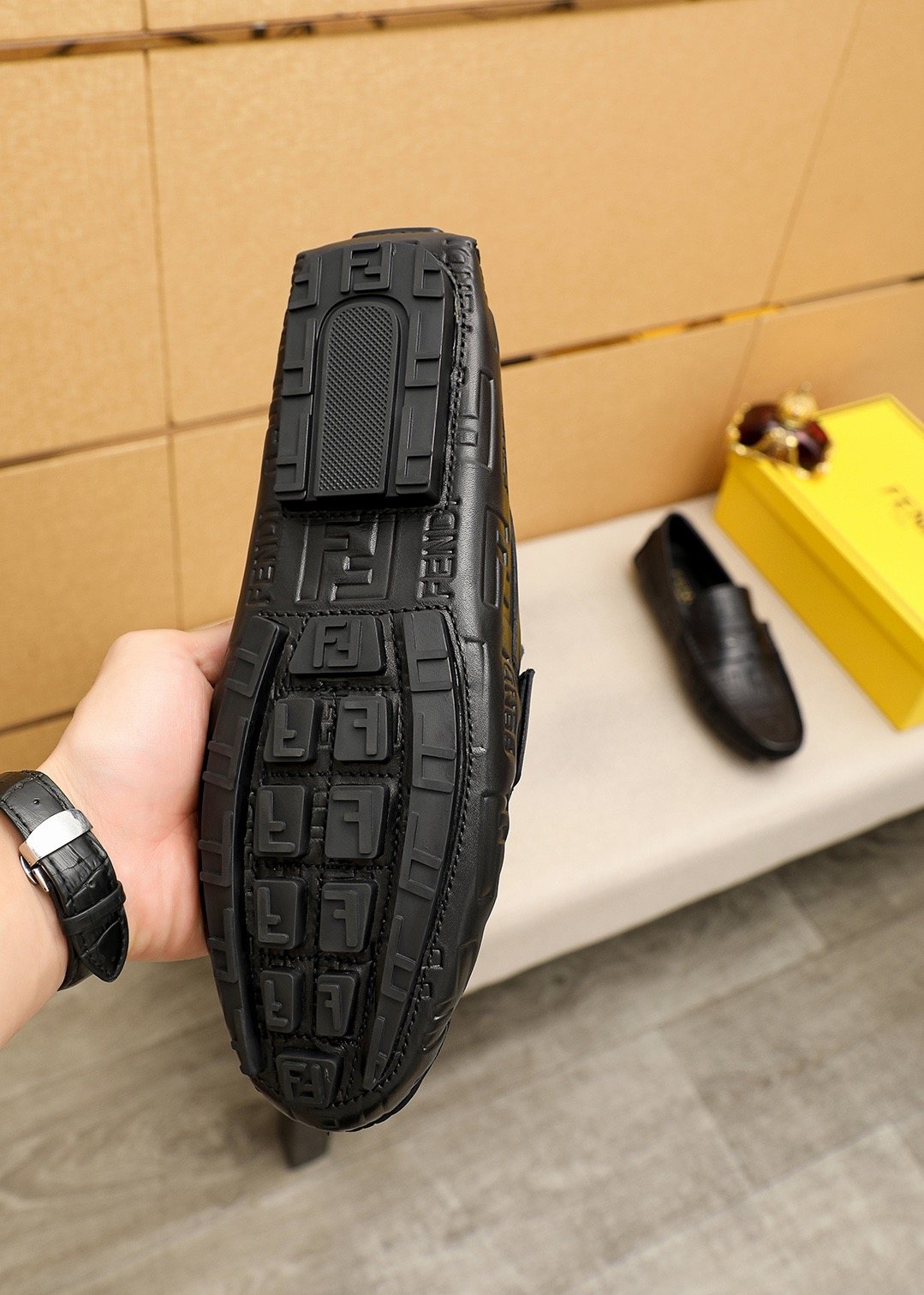 Fendi Black Embossed Loafers