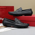 Ferragamo Men's Black Textured Loafers