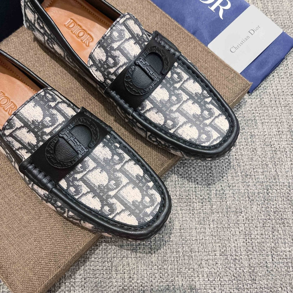 Dior Patterned Trim Loafers