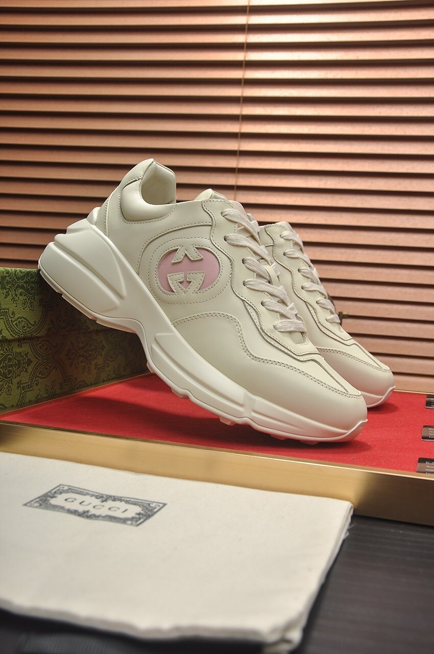 Gucci Ivory and Pale Pink Chunky Sneakers