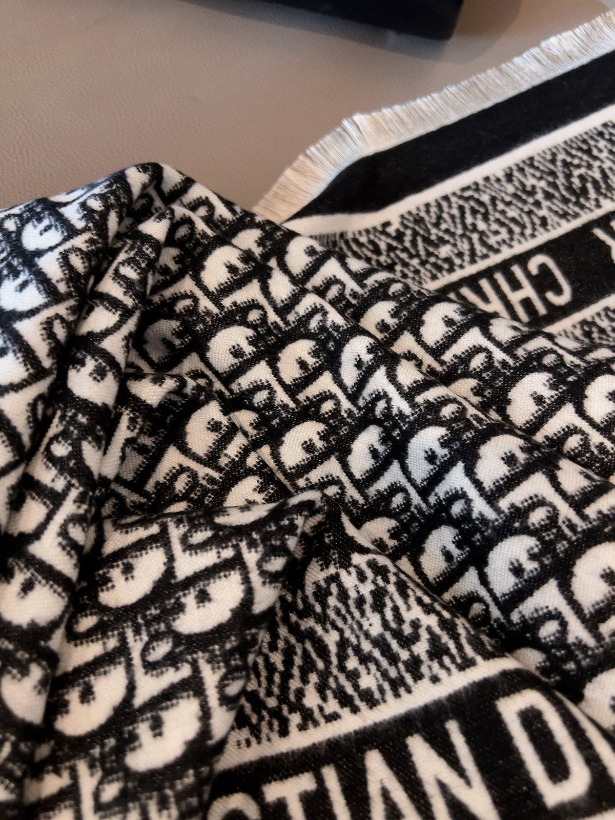 Dior Monogram Fringe Square Scarf