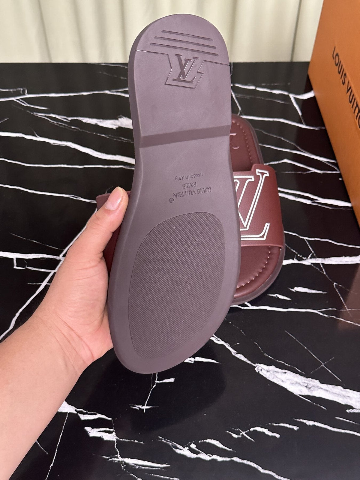 Louis Vuitton Men's Lettered Strap Slide Sandals