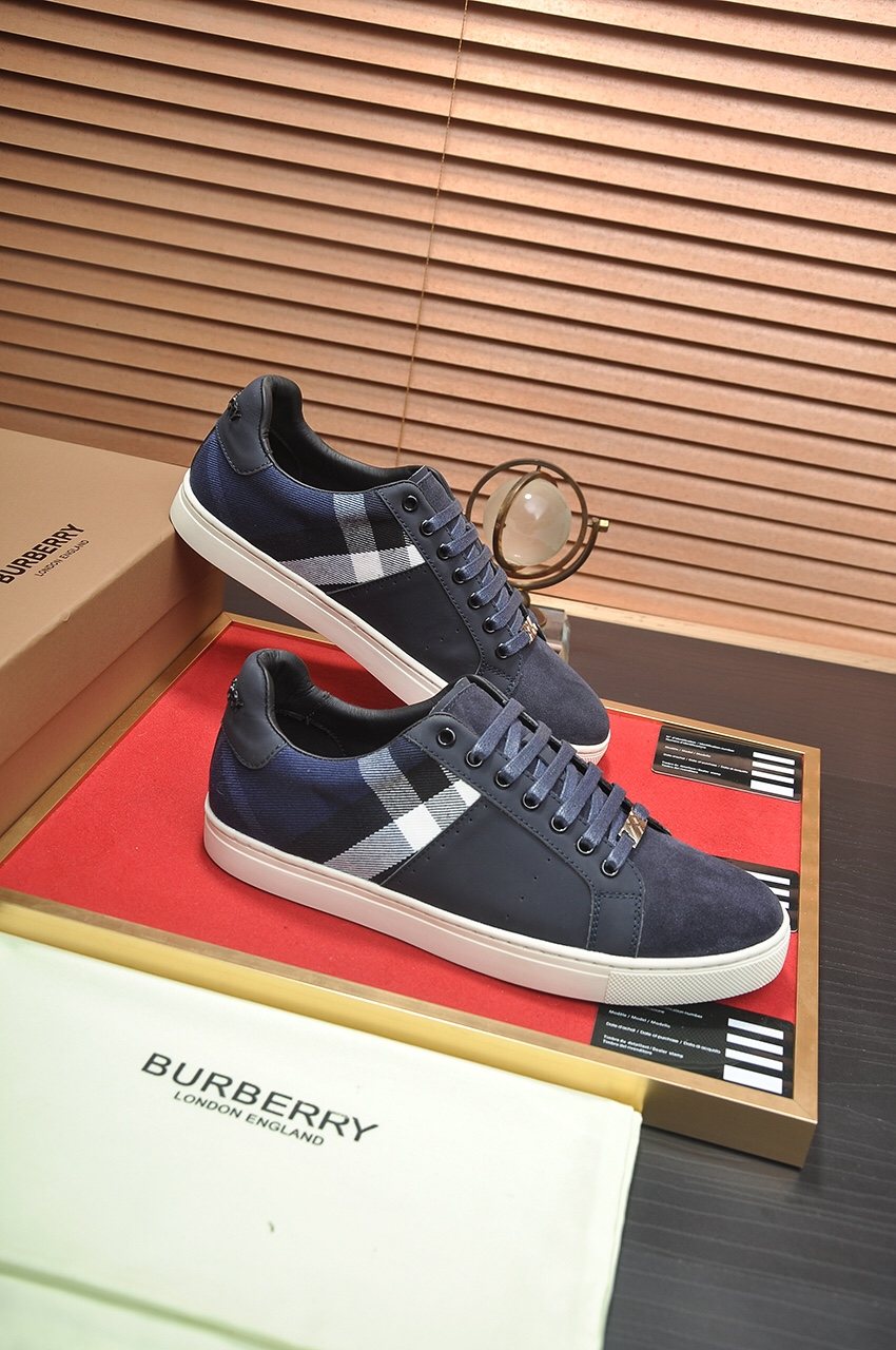 Burberry Check Panel Low-Top Sneakers - Rubber Sole
