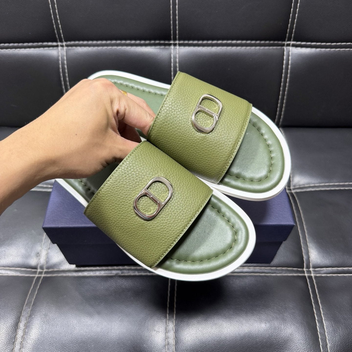 Dior Men's CD Emblem Slide Sandals