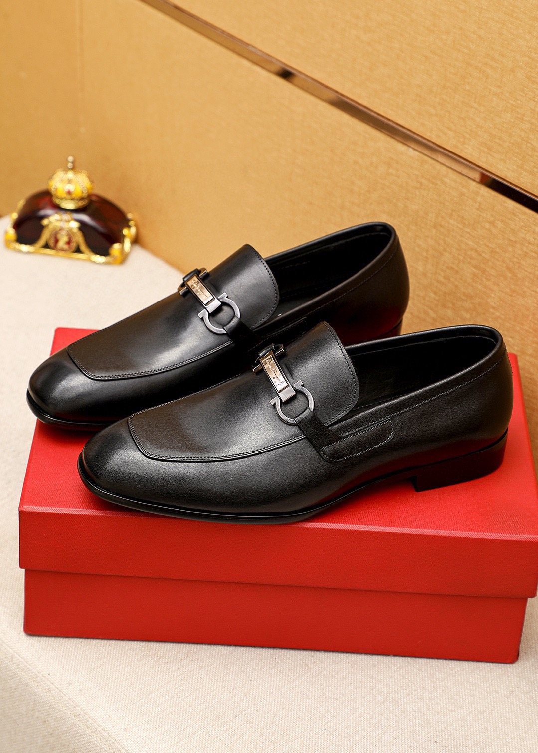 Ferragamo Black Buckle Loafers - Leather Upper, Metal Buckle Detail