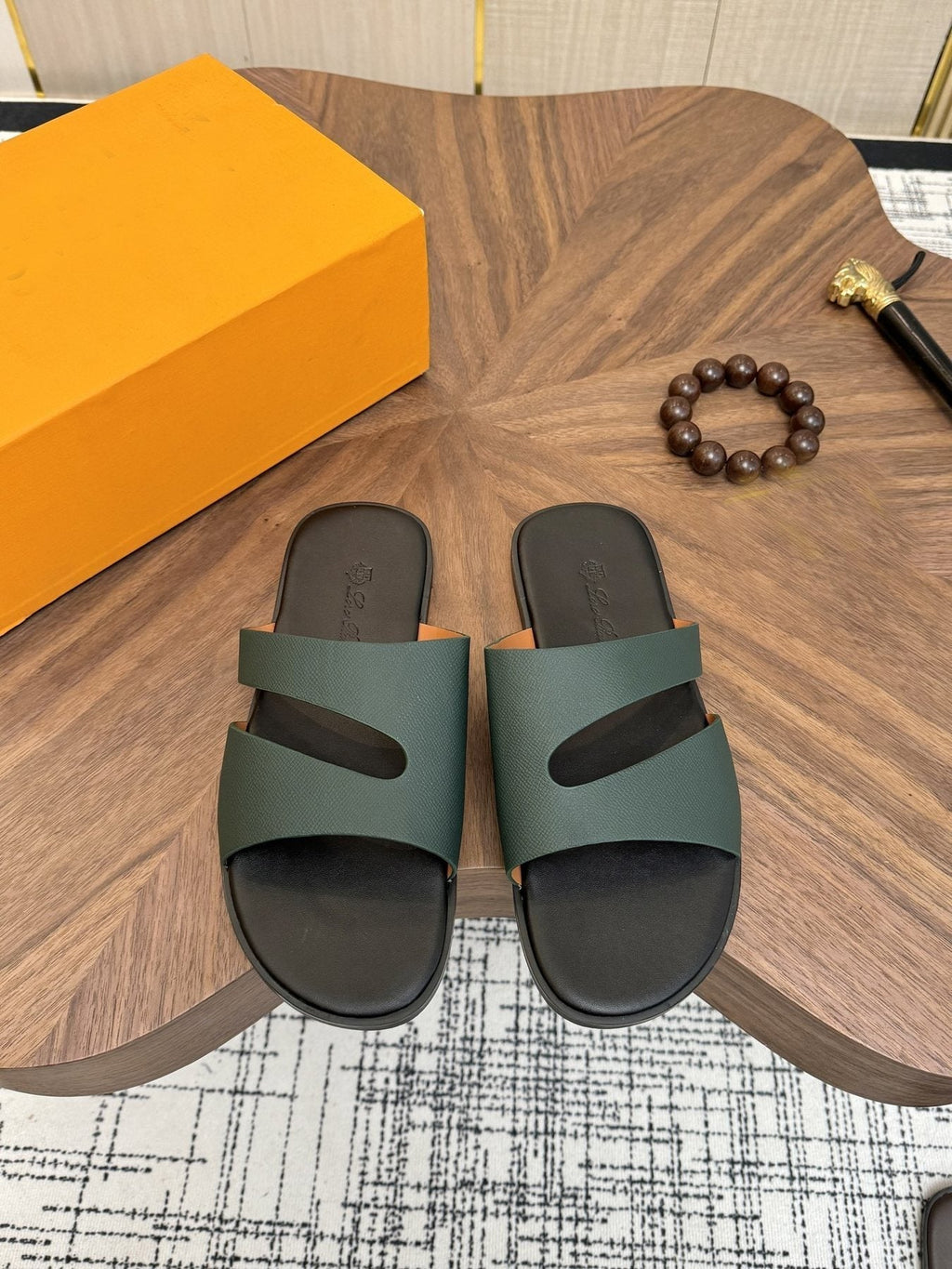Loro Piana Two-Strap Slide Sandals