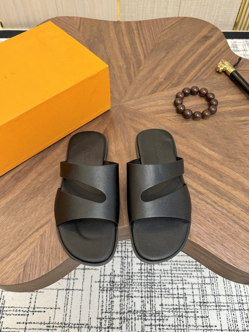 Loro Piana Two-Strap Slide Sandals