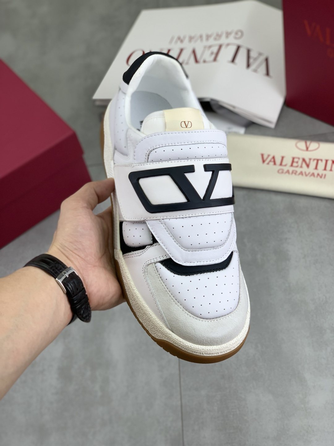 Valentino Double-Strap Low-Top Sneakers