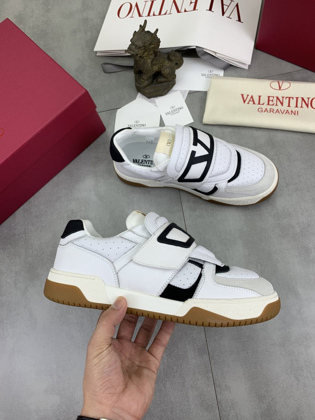 Valentino Double-Strap Low-Top Sneakers