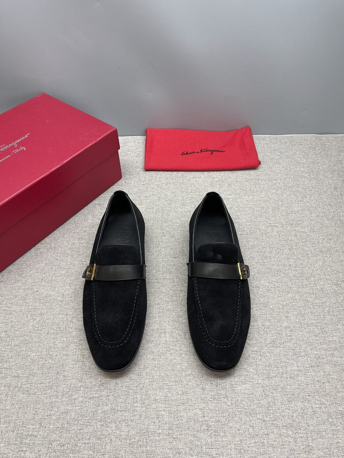 Ferragamo Men's Buckle Loafers - Almond Toe