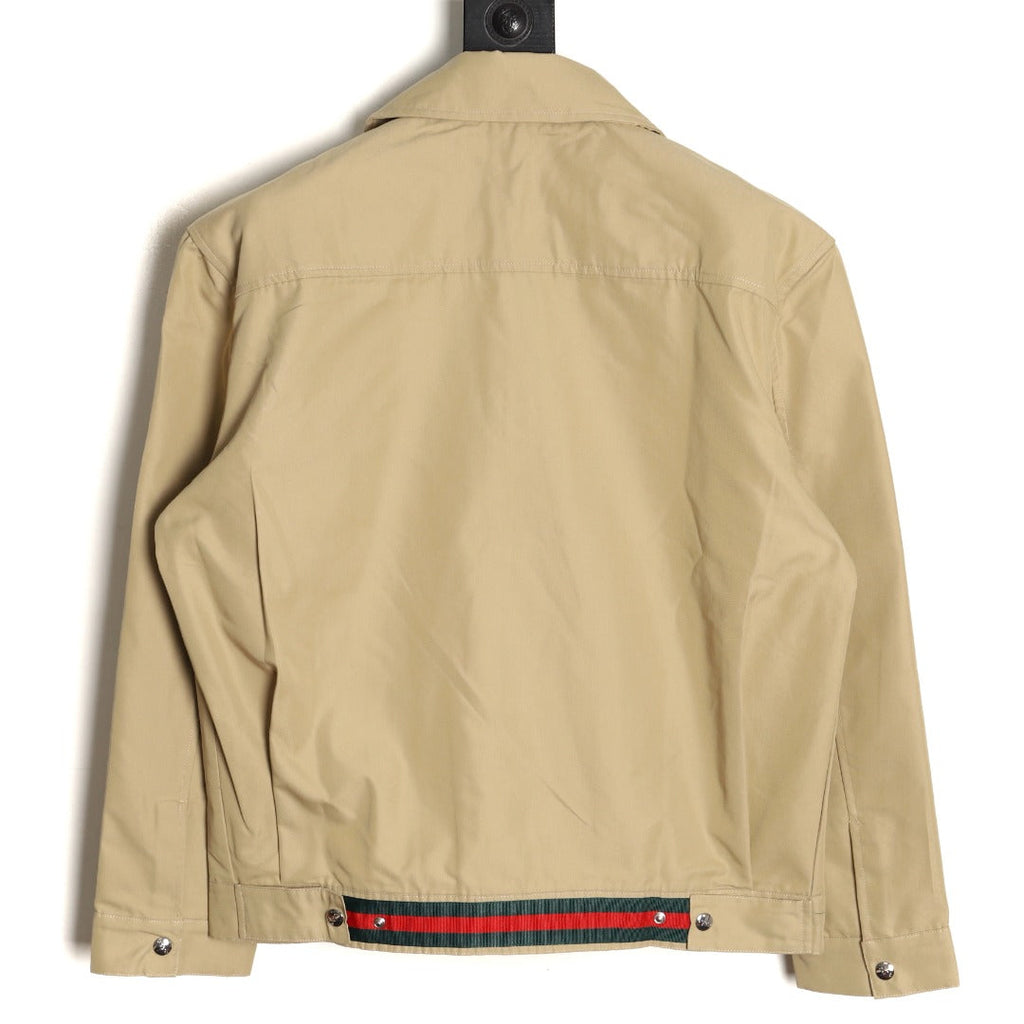 Gucci Beige GUC Chest-Logo Zip Jacket