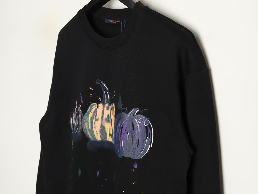 Louis Vuitton Sketch-Style Pumpkin Graphic Crewneck Sweatshirt - Black